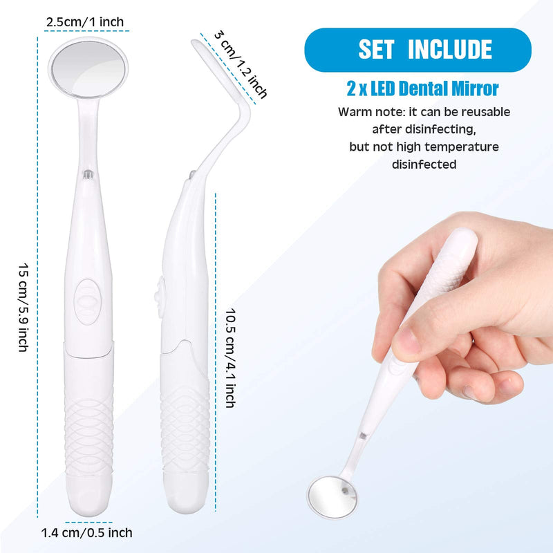Dental Mirror Light Tooth Anti Fog Illuminated Tool Mouth Inspection with LED White Dental Mirror Oral Mirror with Battery for Dental Care - BeesActive Australia
