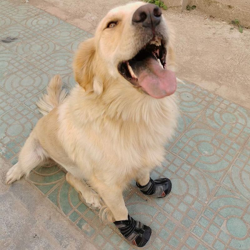 FLAdorepet Large Dog Shoes Rugged Anti-Slip Sole Dog Paw Protector for Hot Pavement Waterproof Dog Snow Shoes Pet Rain Boots with Straps Inside -Stay on Your Dog Feet 100(4.3" 3.5") Brown - BeesActive Australia