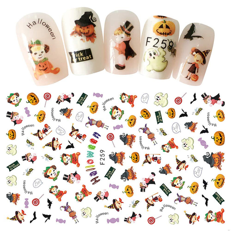 WOKOTO 10 Pieces 3D Nail Self-Adhesive Decals Stickers With 1Pcs Tweezers Halloween Snowflake Flower Bird Nail Art Stickers Tips Manicure Kit - BeesActive Australia