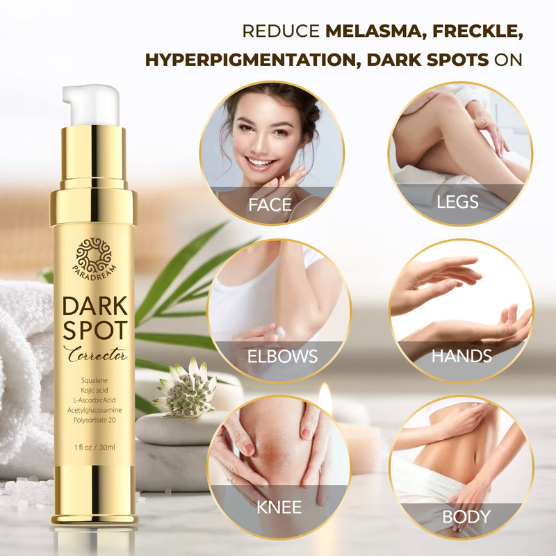 PARADREAM Dark Spot Remover for Face and Body, Dark Spot Corrector Serum - Advanced Melasma Hyperpigmentation Treatment, Sun Spot, Age Spot, Brown Spot Remover for Men and Women(1 FL OZ) - BeesActive Australia