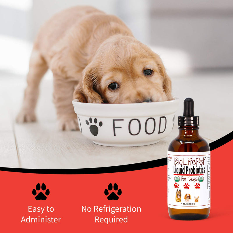 LiviaOne BioLifePet Liquid Probiotics for Dogs, Organic Dog Probiotic Supplements, Puppy and Dog Pet Probiotics, 4 Fl Oz (Pack of 1) - BeesActive Australia