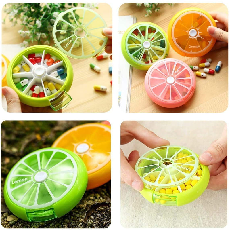 Creative Portable Mini 7 Day Weekly Circular Shape Rotary Cute Fruit Style Pill Storage Case Box（Multicolor） Multicolor - BeesActive Australia