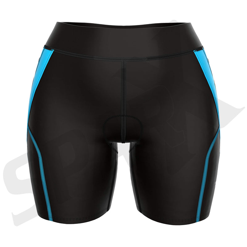 [AUSTRALIA] - Sparx Triathlon Shorts Women | Womens Triathlon Shorts | Womens Tri Shorts 7" with Italian Chamois | High Performance Triathlon Shorts with 2 Pockets Black/Aqua XX-Large 