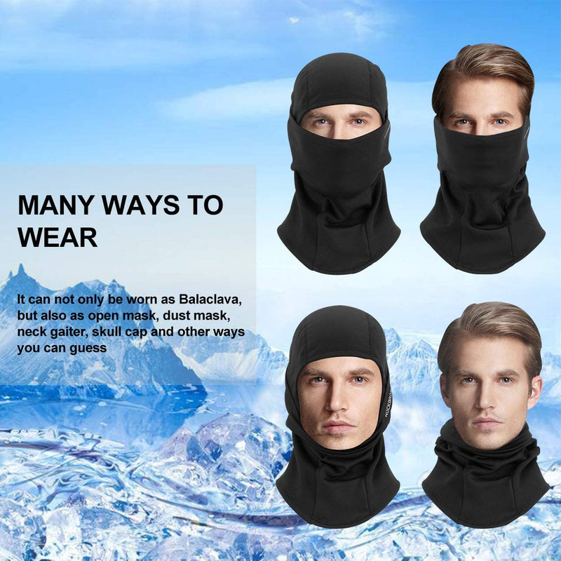 ROCKBROS Cold Weather Balaclava Ski Mask for Men Windproof Thermal Winter Scarf Mask Women Neck Warmer Hood for Cycling Black - BeesActive Australia