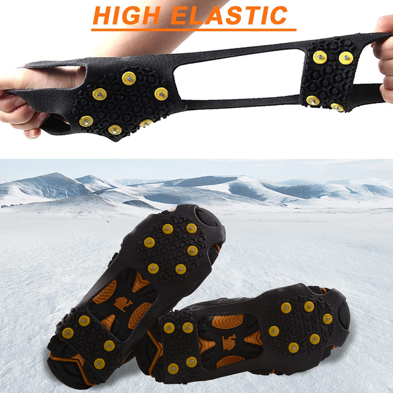 Ice Cleats Snow Traction Cleats Crampons for Shoe and Boots Non-Slip Overshoe for Walking on Snow and Ice Rubber Walking Cleats Anti Slip Crampons 10 Studs Small(2.5- 4 men/4-5.5 women) - BeesActive Australia