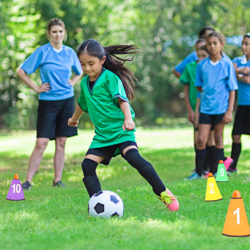 Toyvian Numbered Cone Cover 1- 10 Number: 10Pcs Soccer Cone Collar Traffic Cones Training Marker Cones Number Cover for Soccer Basketball Football Outdoor Game - BeesActive Australia