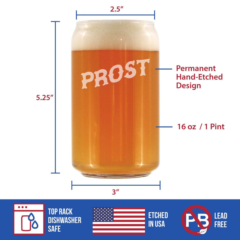 Prost - German Cheers - Fun Beer Can Pint Glasses - Germany Themed Party Decor for Men and Women - 16 oz Large Mug - BeesActive Australia