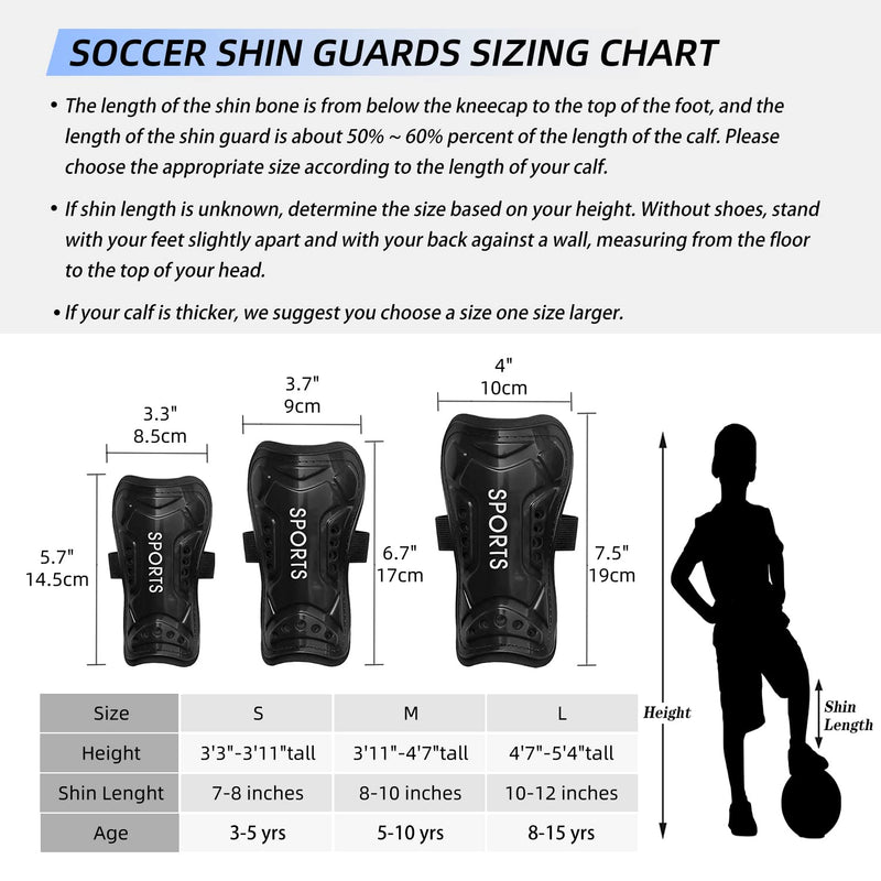 YICYC Soccer Shin Guards Kids Youth, Shin Pads and Shin Guard Sleeves for 3-15 Years Old Boys and Girls for Football Games Training, EVA Cushion Protection Reduce Shocks and Injurie Black + Blue Medium - BeesActive Australia