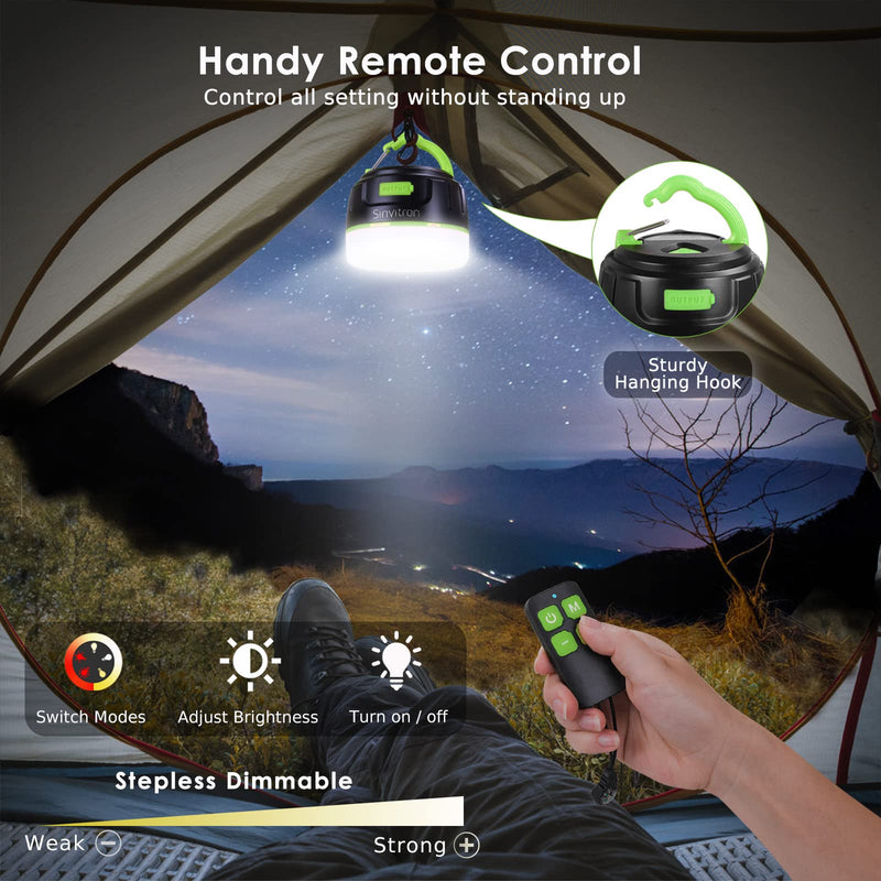 Sinvitron LED Camping Lights Lanterns Rechargeable, Hanging Camping Tent Lights Remote, Power Bank 6400mAh, Waterproof, Magnetic, 5 Light Mode, USB Rechargeable Lantern Flashlight for Power Outage - BeesActive Australia