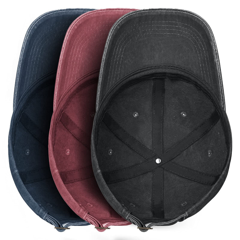 OAKFARM Baseball Cap Mens Hats for Women Distressed Washed Denim Vintage Ball Caps Summer Sun Dad Hat Unisex Adjustable 3 Pack - BeesActive Australia