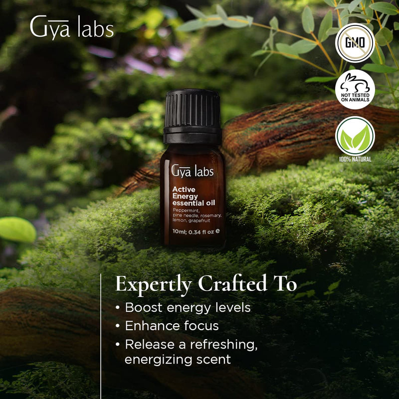 Gya Labs Active Energy Essential Oil Blend (10ml) - Refreshing & Energizing 0.34 Fl Oz (Pack of 1) - BeesActive Australia