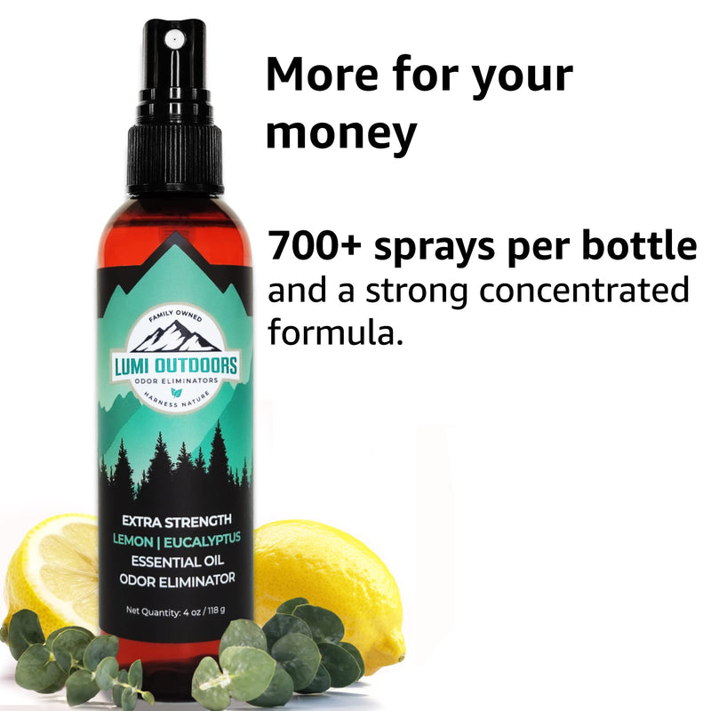 Lumi Outdoors Natural Shoe Deodorizer Spray & Foot Odor Eliminator- Extra Strength- Eucalyptus Lemongrass - BeesActive Australia