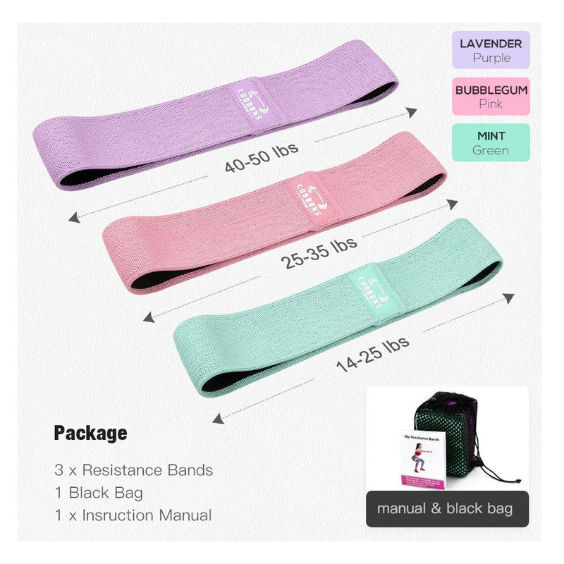 [AUSTRALIA] - eirix Resistance Bands for Legs and Butt, Set of 3 Hips Circle Bands, Fitness Circle Booty Loop Bands Fabric Bands, Anti Slip Elastic Sports Bands for Training 