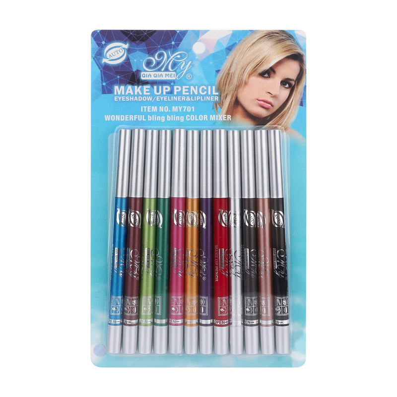 G2PLUS 12 Colors Eyeliner Waterproof Lip Liner Eye Shadows Eyebrow Pencils Cosmetic Pen Coloring Set Makeup Kit - BeesActive Australia
