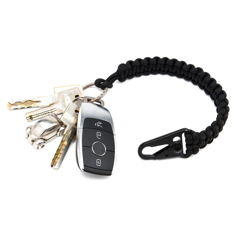 Paracord Keychain,Cobra Weave 550 Paracord,7.7 Inch Woven, 10 Feet Unraveled,Every Day Carry Black - BeesActive Australia