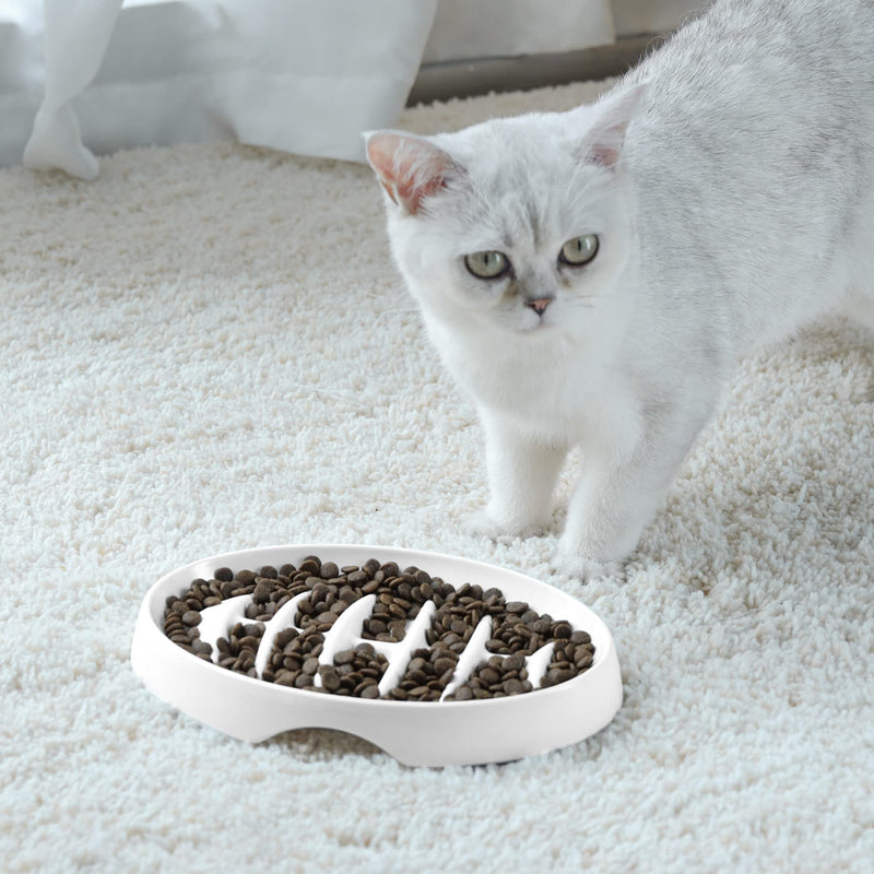 MSBC Slow Feeder Bowl, Fishbone Fun Feeder Dish for Cats and Puppies, Anti-Gulping Interactive Cat Food Bowl, Non-Slip Puzzle Pet Bowl for Slow Eating, Melamine Bowl Preventing Choking … White - BeesActive Australia