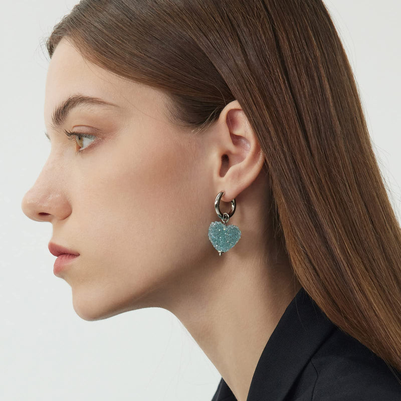 C.Paravano Hoop Earrings for Women | 925 Sterling Silver or 18K Gold Plated Hoop Earrings | Huggie Earrings for Women | Lightweight Hoops | Hypoallergenic Earring for Women EARRING_32_BLUE - BeesActive Australia
