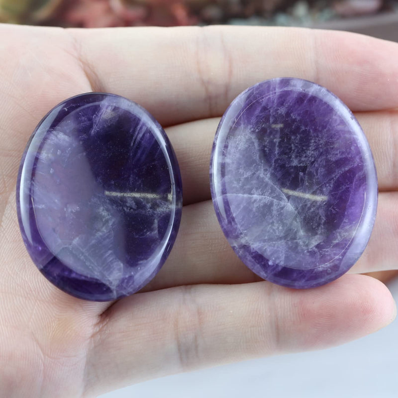 Ouubuuy Amethyst Thumb Worry Stone Healing Crystal Gemstone Pocket Palm Stone - Anxiety Stress Relieve - BeesActive Australia