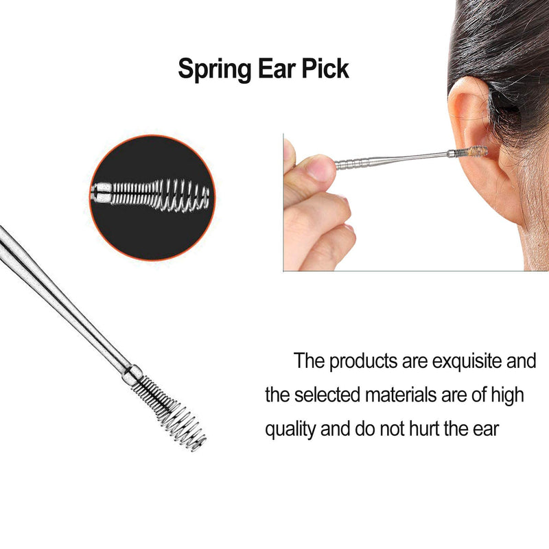 6 Pieces Stainless Steel Ear Scoop Set Earwax Remover Tool Spiral Spring Ear Cleaning Kit Ear Wax Tool Earwax Removal Kit for Thorough Earwax Remover - BeesActive Australia