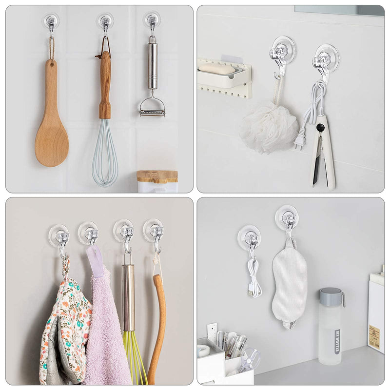 Suction Cup Hooks, VIS'V Small Clear Removable Heavy Duty Suction Hooks Strong Window Glass Door Suction Cup Hangers Kitchen Bathroom Shower Wall Hooks for Towel Loofah Utensils Wreath - 2 Pcs - BeesActive Australia