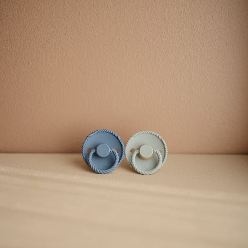 Frigg Rope SilkySoft Silicone Baby Pacifier | Made in Denmark | BPA-Free (Ocean View/Powder Blue, 6-18 Months) Ocean View/Powder Blue - BeesActive Australia