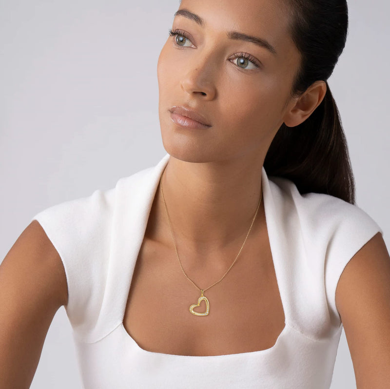 ILLUMIN Tender Tilted Heart Pendant Necklace for Women 16-18 inch Adjustable Cable Chain Yellow Gold gold vermeil - BeesActive Australia