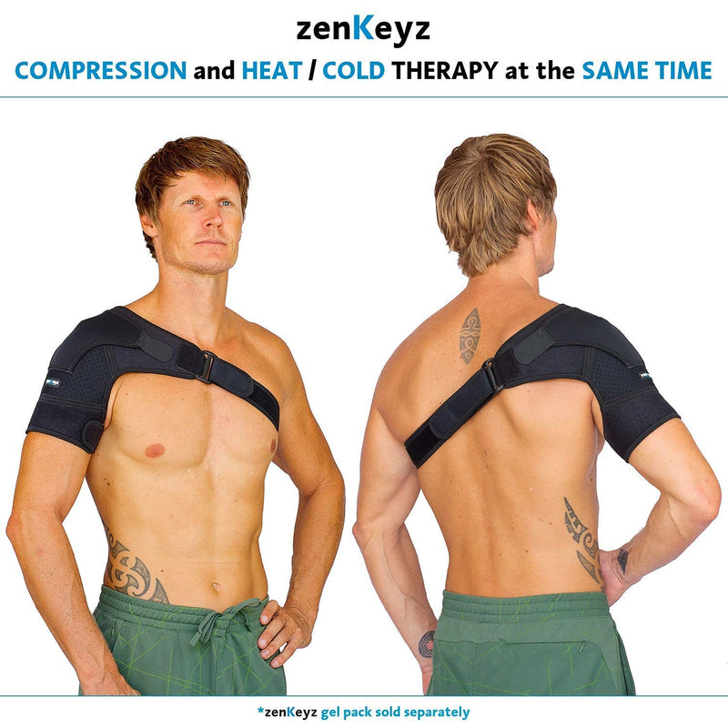 Shoulder Brace for Men Women - for Torn Rotator Cuff Support,Tendonitis, Dislocation, Bursitis, Neoprene Oversize Shoulder Compression Sleeve Wrap by ZENKEYZ (Black, 2XL) 2X-Large (Pack of 1) Black - BeesActive Australia