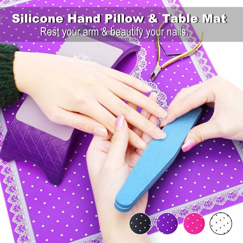 Silicone Hand Pillow Anself Nail Art Table Mat Holder Pad Washable Foldable Arm Rest Cushion Manicure Tool (Rose red) Rose red - BeesActive Australia