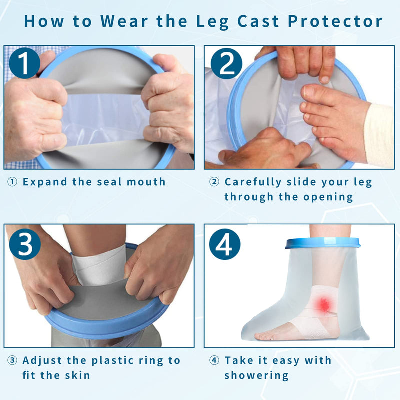 SUPERNIGHT Waterproof Foot Cast Cover for Shower& Bath, Reusable Sealed Watertight Foot Protector, Wound Cast Bag Protector for Foot&Ankle, Cast Bag Bandage Protector, Cast Cover for Showing Foot Adult Foot/Ankle - BeesActive Australia