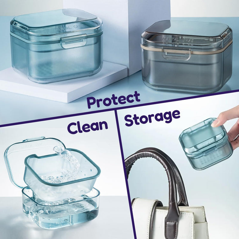 Retainer Brite Cleaning Kit Including 96 Tablets (3 Month Supply) and Case - Retainer Box Ideal for retainers, mouthguard, dentures, invisalign. Removes Plaque and Tartar. (Blue) Blue - BeesActive Australia