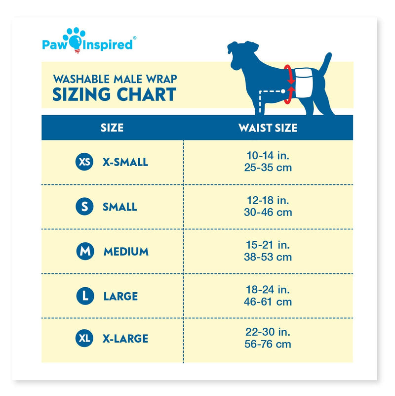 Paw Inspired Male Dog Wraps Washable, Belly Band for Dogs | Washable Dog Diapers, Reusable Male Wraps for Dogs l Cloth Male Dog Diapers for Marking and excitable Urination Small (3 ct.) Assorted (White Lining) - BeesActive Australia