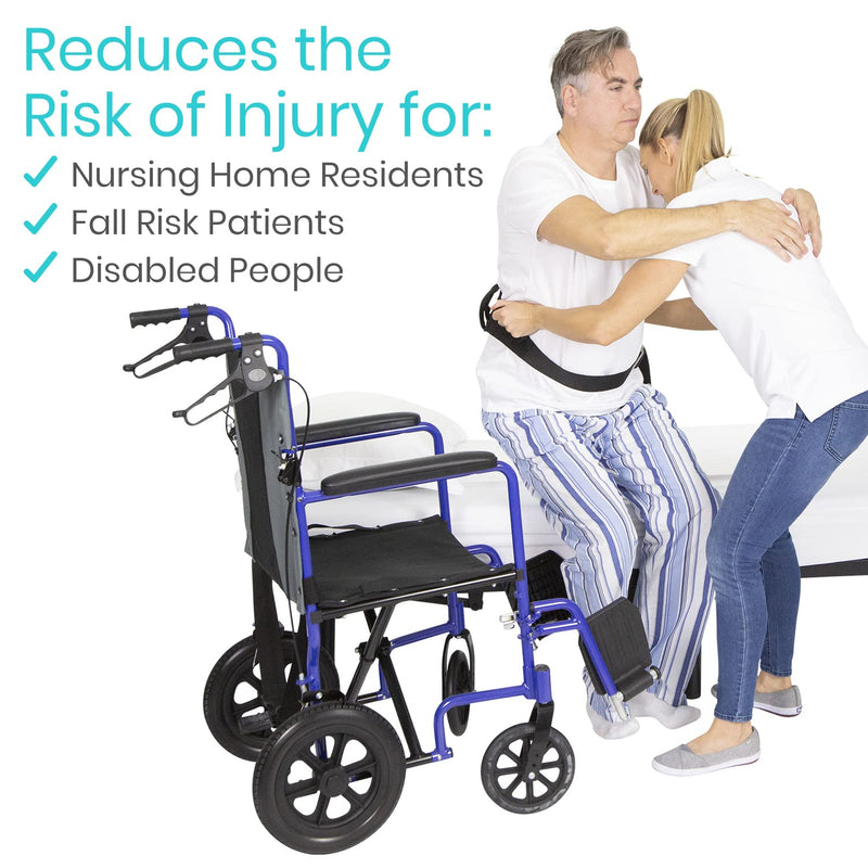 Vive Transfer Belt with Handles - Safety Gait Assist - Bariatric, Elderly, Gate Strap Quick Release (Black) - BeesActive Australia