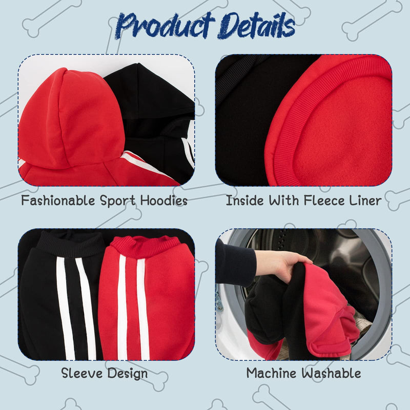 Rypet 2 Packs Basic Dog Hoodie Pet Clothes Sweater with Hat, Casual Sports Hoodie Sweatshirt for Medium Large Dogs 9XL(Chest: 35.4", Back: 29.1") - BeesActive Australia
