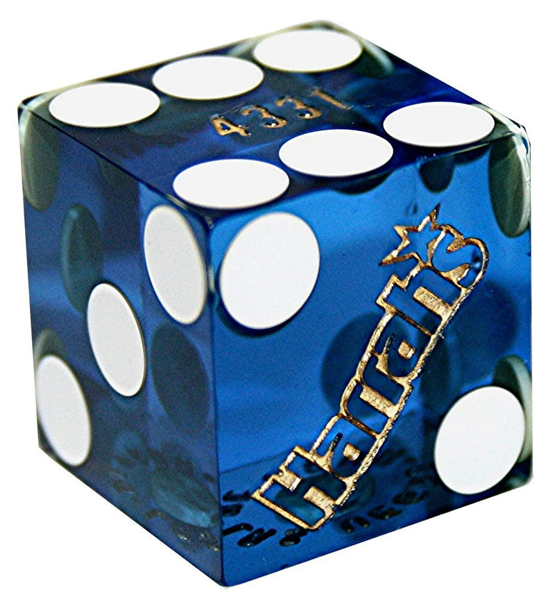 Harrah's Las Vegas Casino Table-Played 19mm Matching Serial Numbers Craps Dice Blue Polished with Pouch (Set of 2 Dice (Dice Pair)) Set of 2 Dice (Dice Pair) - BeesActive Australia