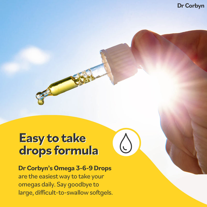 Dr Corbyn Omega 3-6-9 Drops | Vegan Omega 3, 6 & 9 Drops with NO Fishy Taste | Plant-Based, UK Made (50ml) 50ml - BeesActive Australia
