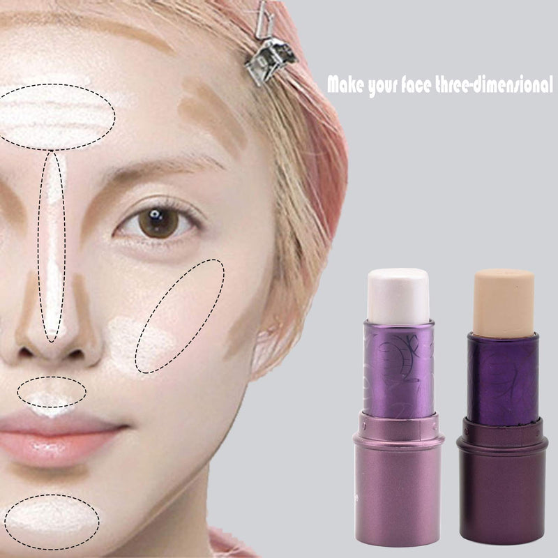 Mallofusa Face Facial Makeup Highlighter Stick Cosmetic Highlighting Waterproof Light Sharpening Crayon Stick Brightener 0.2oz White - BeesActive Australia