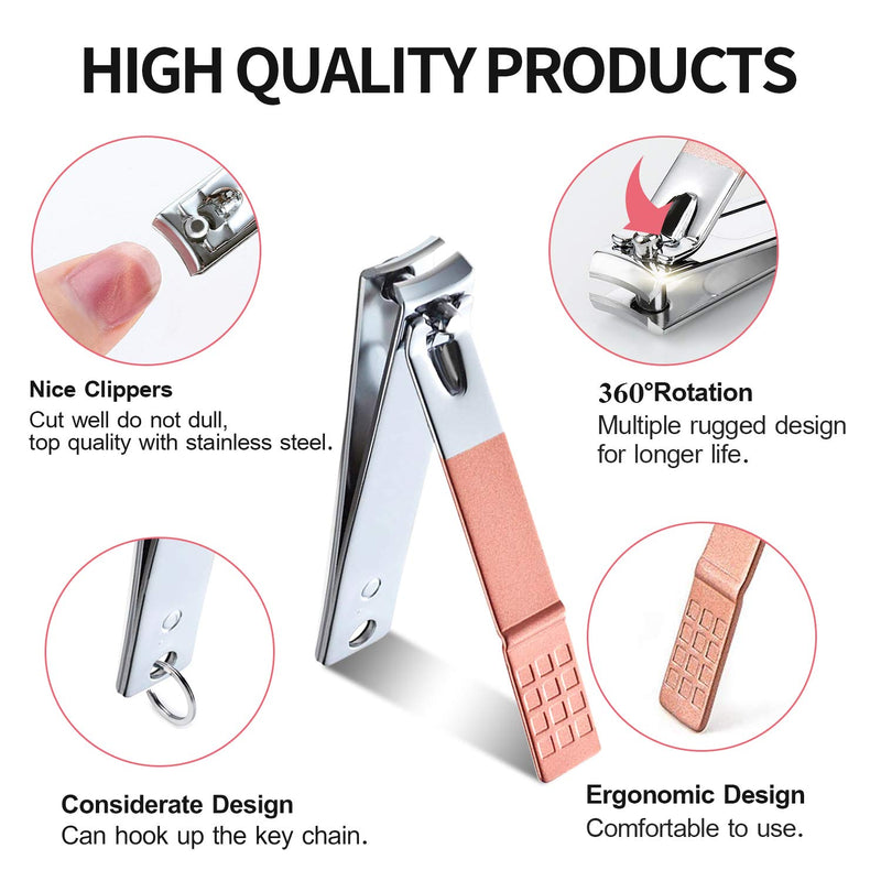 Nail Clippers, 3PCS Nail Kit & Manicure Set Professional, Manicure Kit with Fingernail Clippers, Sharp and Durable Nail Clipper Set for Podiatrist/Ingrown/Seniors with Metal Case (Pink) A-Pink - BeesActive Australia