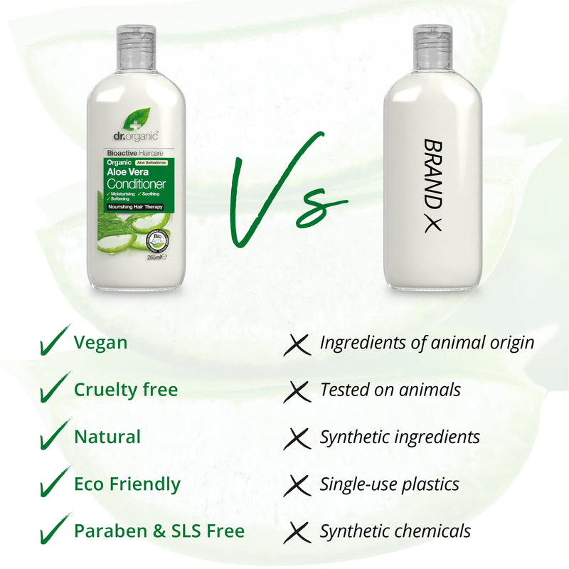 Dr Organic, Organic Aloe Vera Conditioner , Natural , Vegan , Cruelty Free , Paraben & SLS Free , Soothing , For Normal to Dry Hair, 265ml - BeesActive Australia