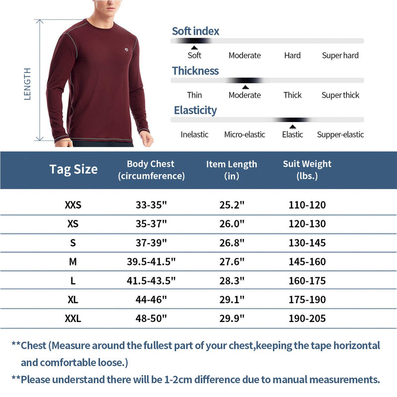 [AUSTRALIA] - Zengjo Mens Base Layer Shirt Long Sleeve Athletic Running T Shirts Lightweight Undershirt Large Maroon 