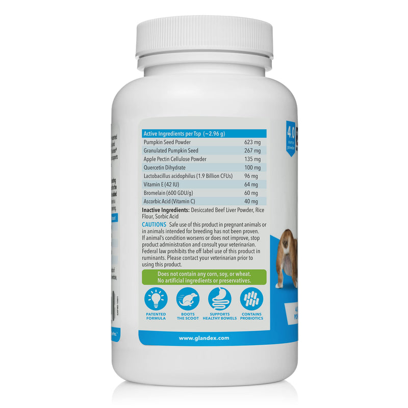 Glandex Dog Fiber Supplement Powder for Anal Glands with Pumpkin, Digestive Enzymes & Probiotics - Vet Recommended Healthy Bowels and Digestion - Boot The Scoot by Vetnique Labs (Beef Liver, 4.0 oz) - BeesActive Australia