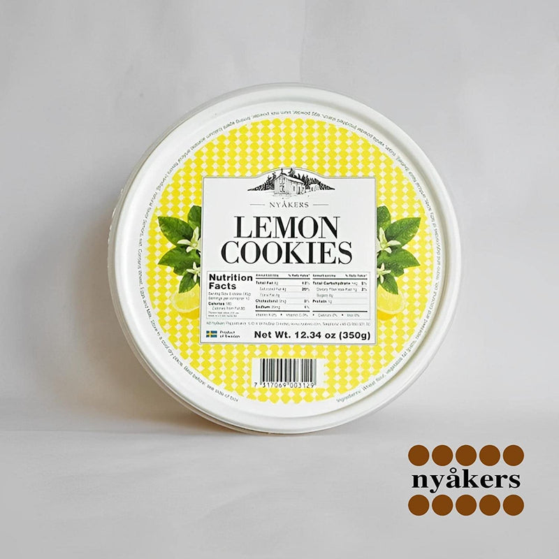 Nyakers Swedish Lemon Cookies - Original, Famous & Old Fashioned Lemon Gourmet Cookies Traditionally Baked in Sweden Since 1952 - Deliciously Sweet Cookies Gift Tub for Any Occasions (12.34 Oz) - BeesActive Australia