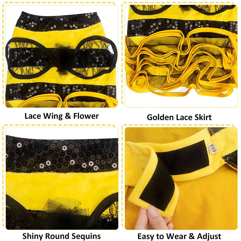 Dog Bee Costume Halloween Costumes for Dogs, Halloween Bee Dog Costume Pet Bumblebee Dress Costume, Dog Bumblebee Costume Funny Pet Halloween Outfit with Cap for Small Medium Large Dogs Cats - BeesActive Australia