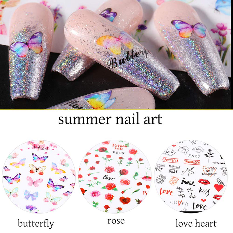 3D Butterfly Nail Art Stickers Decals Butterfly Flower Nail Designs Sticker Nails Supply 6 Sheets Style Self-Adhesive Butterfly Nail Stickers for Women Manicure DIY Charms Nail Decoration - BeesActive Australia