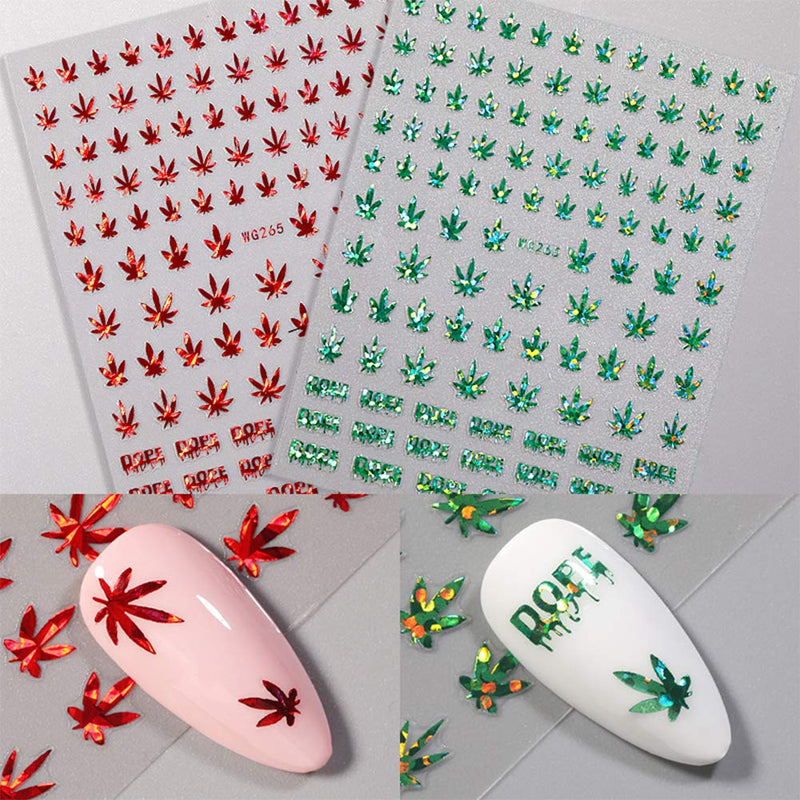 3D Bronzing Maple Leaf Nail Sequin Art Sticker Acrylic Nail Sticker Set Self Adhesive Design Nail Decoration Total (6 Sheets/Set) - BeesActive Australia