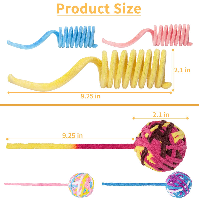 Cat Toy Balls, Woolen Yarn Cat Ball with Bell Inside and Cat Spring Toys, Cat Toys for Indoor Cats, Interactive Cat Chew Toys for Kittens Multicolor-6pack - BeesActive Australia