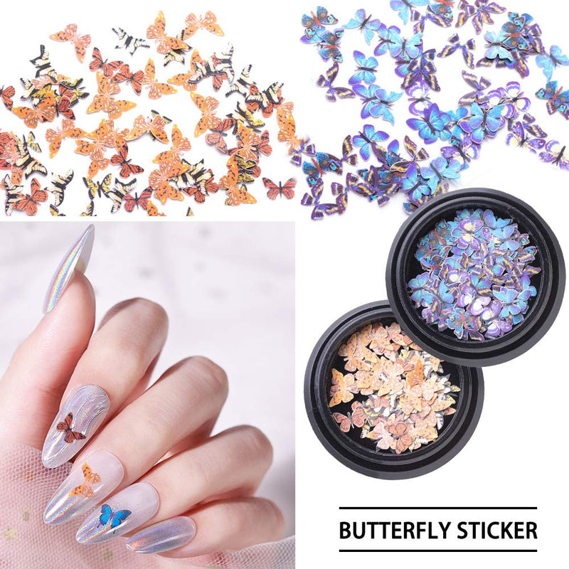 5 Boxes Butterfly Nail Art Decals Sticker Mixed Nail Art Butterfly Slice Flakes Manicure Nail DIY Decoration Supplies for Women Girl - BeesActive Australia