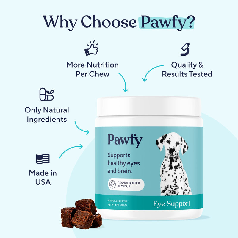 Pawfy Eye Support Soft Chews | Prevent Tear Stains | Support Eyesight | Overall Eye Health | with Luthein, Krill Oil & Astaxanthin - BeesActive Australia