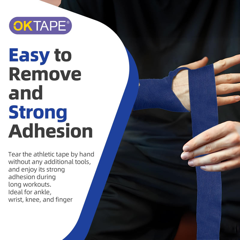 OK TAPE 4-Pack Athletic Sports Tape | Very Strong Easy Tear No Sticky Residue | Perfect Tape for Athlete & Medical Trainers (1.5in X 35ft) Blue 4 Rolls-Blue - BeesActive Australia