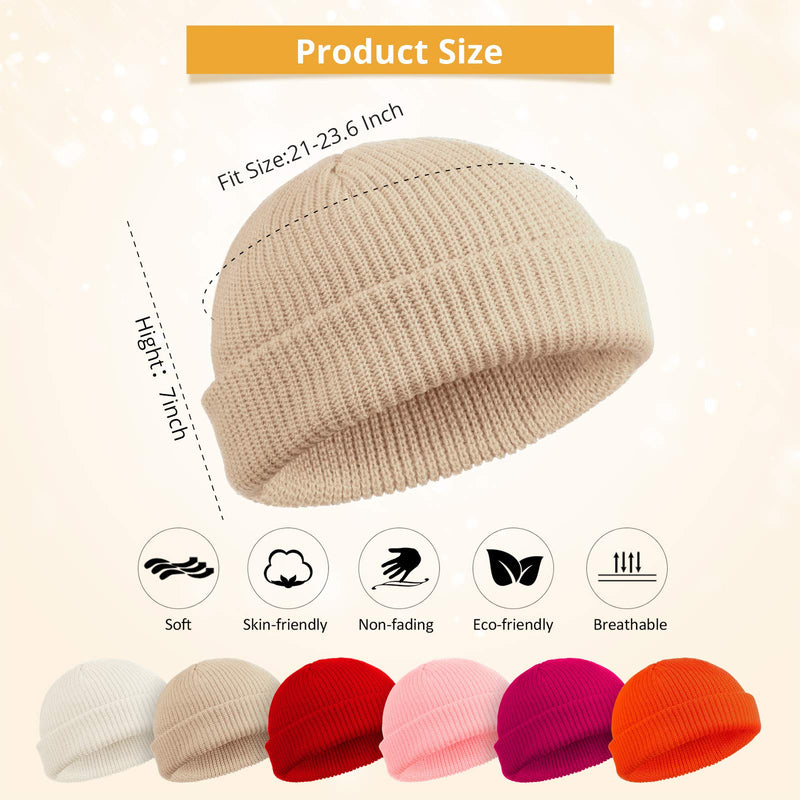 SATINIOR Trawler Beanie Watch Hat Roll-up Edge Skullcap Fisherman Beanie for Men Women Beige - BeesActive Australia