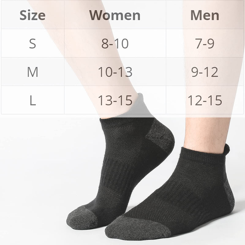 GLENMEARL Mens&Womens Ankle Athletic Running Socks Cotton Sport Socks 6 Pack Medium A-black(6 Pairs) - BeesActive Australia